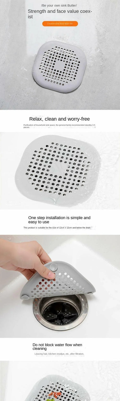 Square Silicone Drain Sticker Bathroom Sewer Hair Filter Drain Cover Household Bathroom Drain Mat