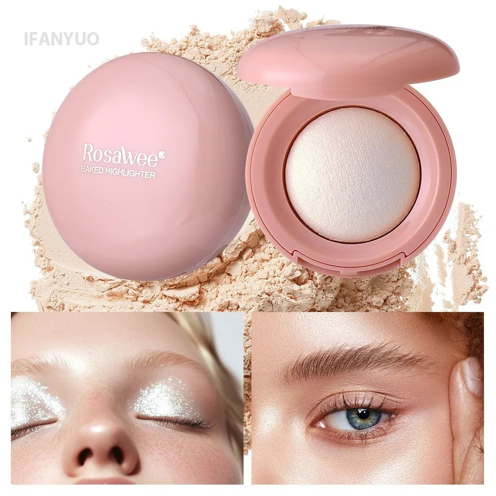 3D Face Highlighter Powder Instant Silky Baked Shimmer Illuminator Makeup Natural Glossy Brighten Contouring Glitter High Gloss