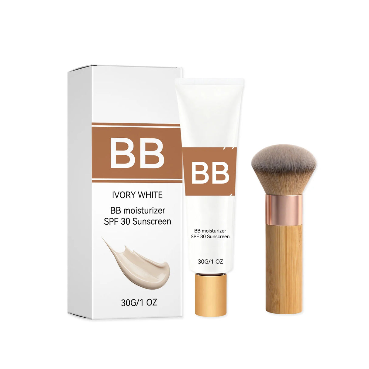 Tinted BB Cream Sunscreen SPF 30++ Full Coverage Invisible Pores Acne Brightening Nude Makeup Waterproof Facial Foundation Kit