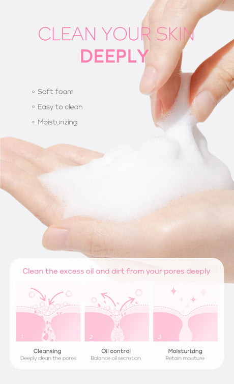 Japanese Cherry Blossom or Vitamin C Facial Cleanser Skin Cleansing Moisturizing Blackhead Remove Skincare Face Wash Foam Face