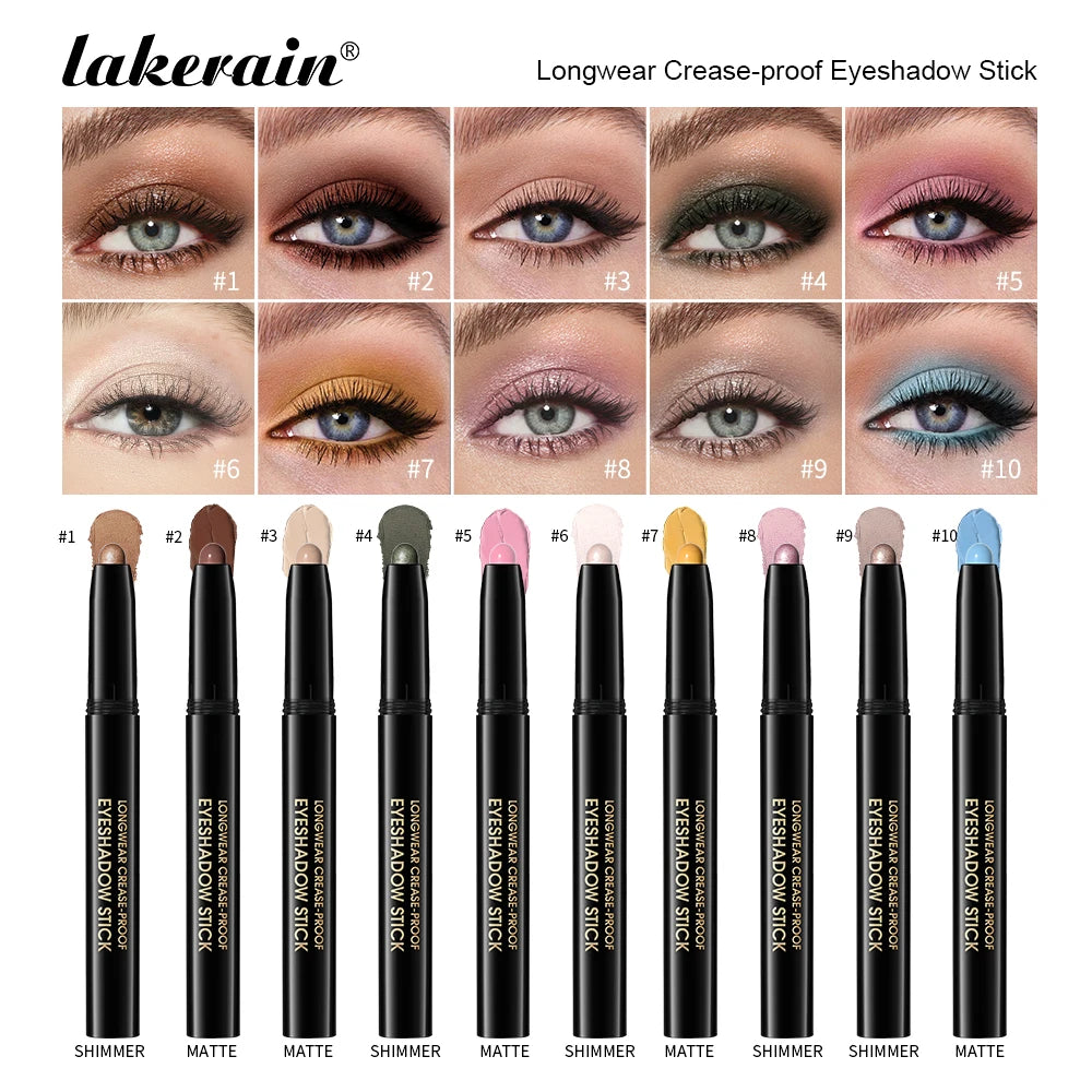 Eyeshadow Liner Sticks Matte & Shimmer Waterproof Metallic Glitter Eye Shadow Highlighter Pencil Eyeshadow Natural Cosmetics