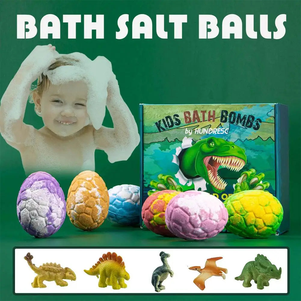 6PCS/SET Dinosaur Egg Adventure Bath Bomb Within Random Dinosaur Toy Moisturize, Stress Relief Cleasing Bathing Ball