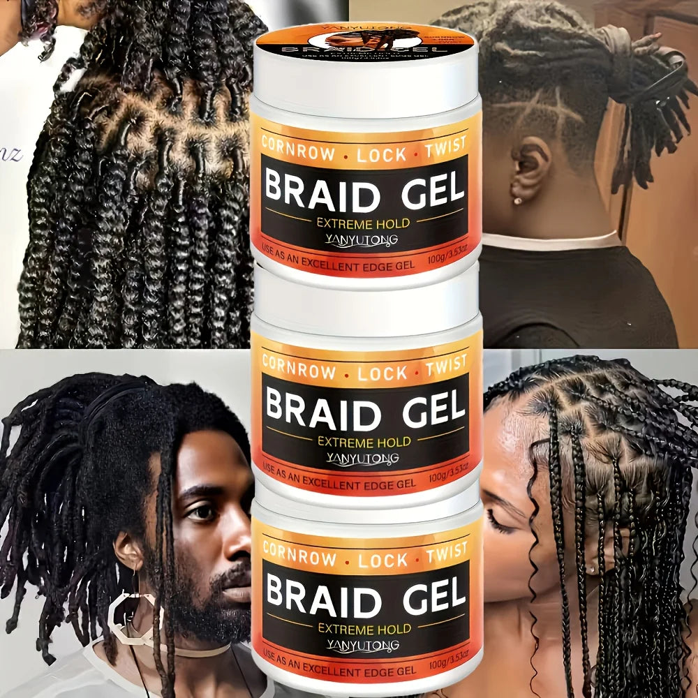 Styling Braiding Gel Wax Carbomer Long Lasting Strong Hold Pomade Anti-Frizz Smooth Hair Finishing Shaping Hair Edge Control