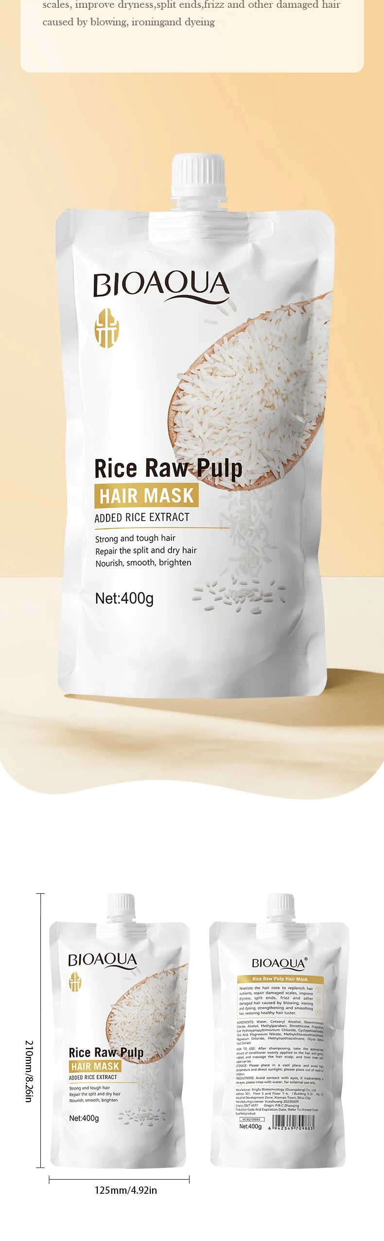 Rice Magical Keratin Hair Mask 5 Seconds Repair Damaged Frizzy Hairs Soft Smooth Shiny Moisturizing Nourish Hair Root Care