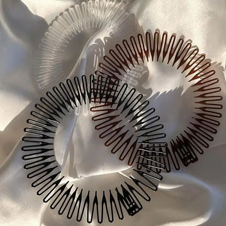 2Pcs Plastic Full Circle Stretch Diamond Flexible Comb Teeth Headband Hair Band Clip Face Wash Fixed Hair Accessories Non-Slip