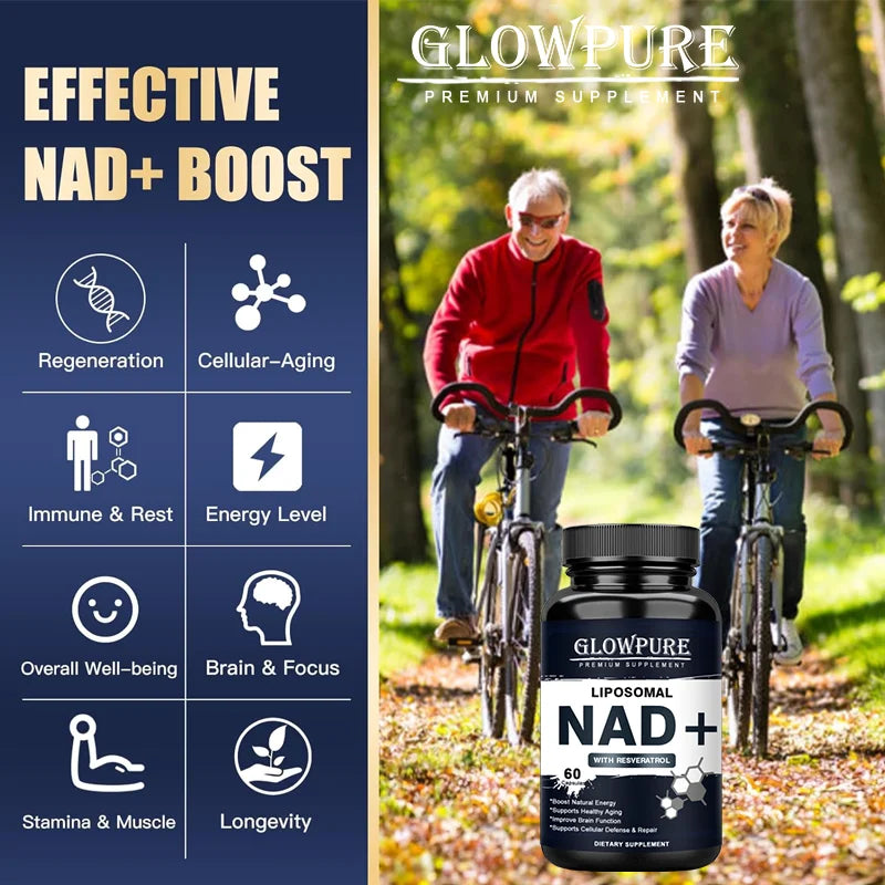 NAD+ Anti-Aging Supplement – Cellular Energy & Immune Booster, Blood Flow Support + Longevity Aid