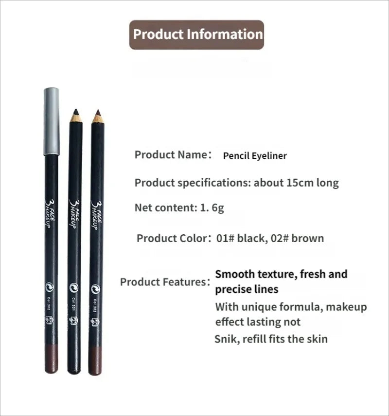 1/12Pc Waterproof Black Brown Eyeliner Pencils-Smudge-Proof Long-Lasting Beginner-Friendly Smooth High Pigmented Punk Eye Makeup