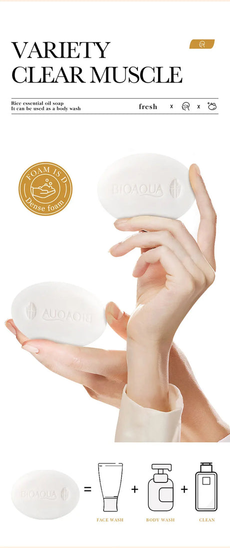 Rice Original Essence Deep Cleaning, Moisturizing Nourishing Facial Cleansing Soap Refreshing Oil Control Facial Wash Hand Soap