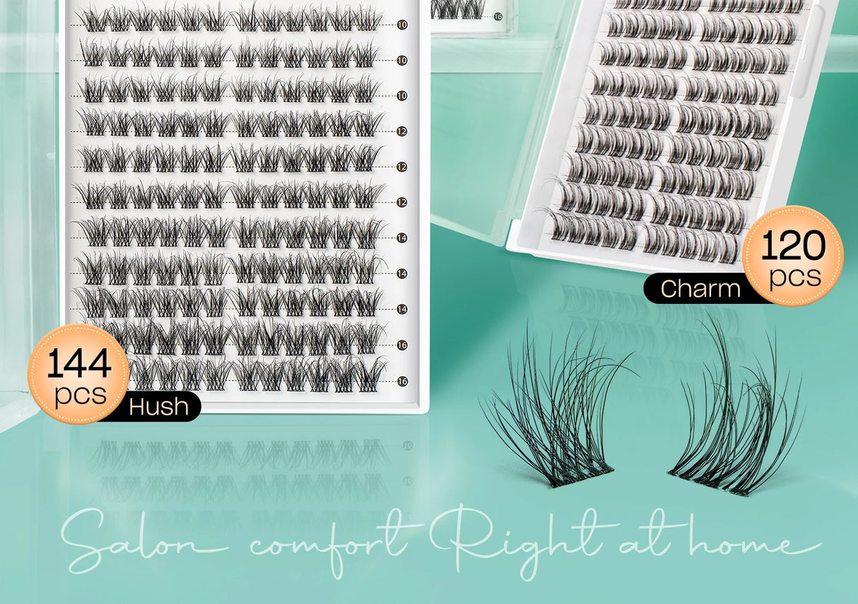 Individual Lashes Cluster C Curl Mix Lash Clusters 3D Wispy DIY Eyelash Extension 0.1mm Super Thin Band Resuable Natural Lashes
