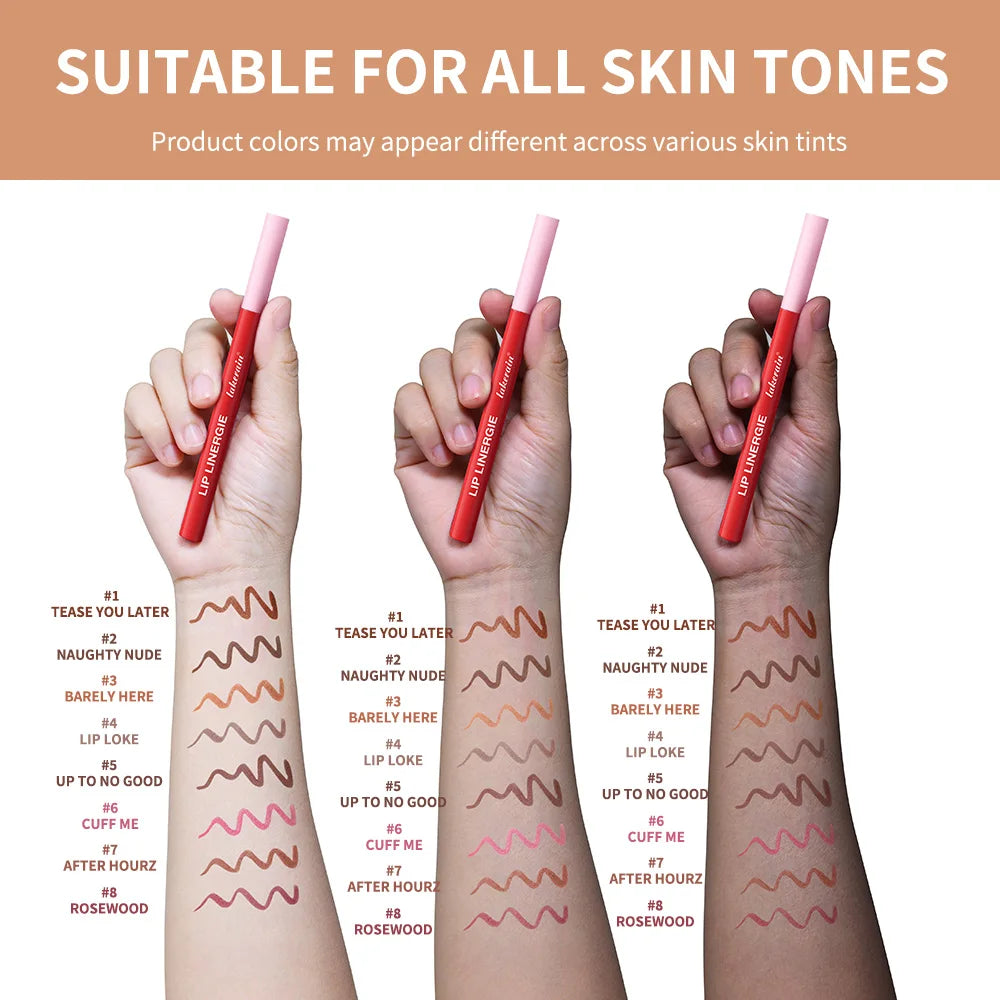 Waterproof Lip Liner Stain Lip Lingerie Long Lasting 8 Colors Transfer Proof Smudge Resistant Color No Bleed Formula Cosmetics