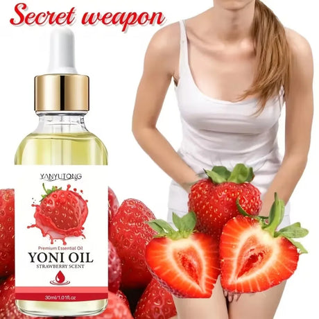 30ml Yoni Oil, Strawberry Scented, Natural & Plant-Based, PH Balance, Odor Eliminator, Feminine Care, Moisturizer
