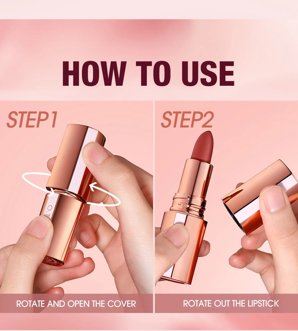 O.TWO.O Matte Lipstick Lip Tint 8 Colors Waterproof Long Lasting Non-stick Cup Sexy Highly Pigmented Velvet Lip Sticks Lip Stain