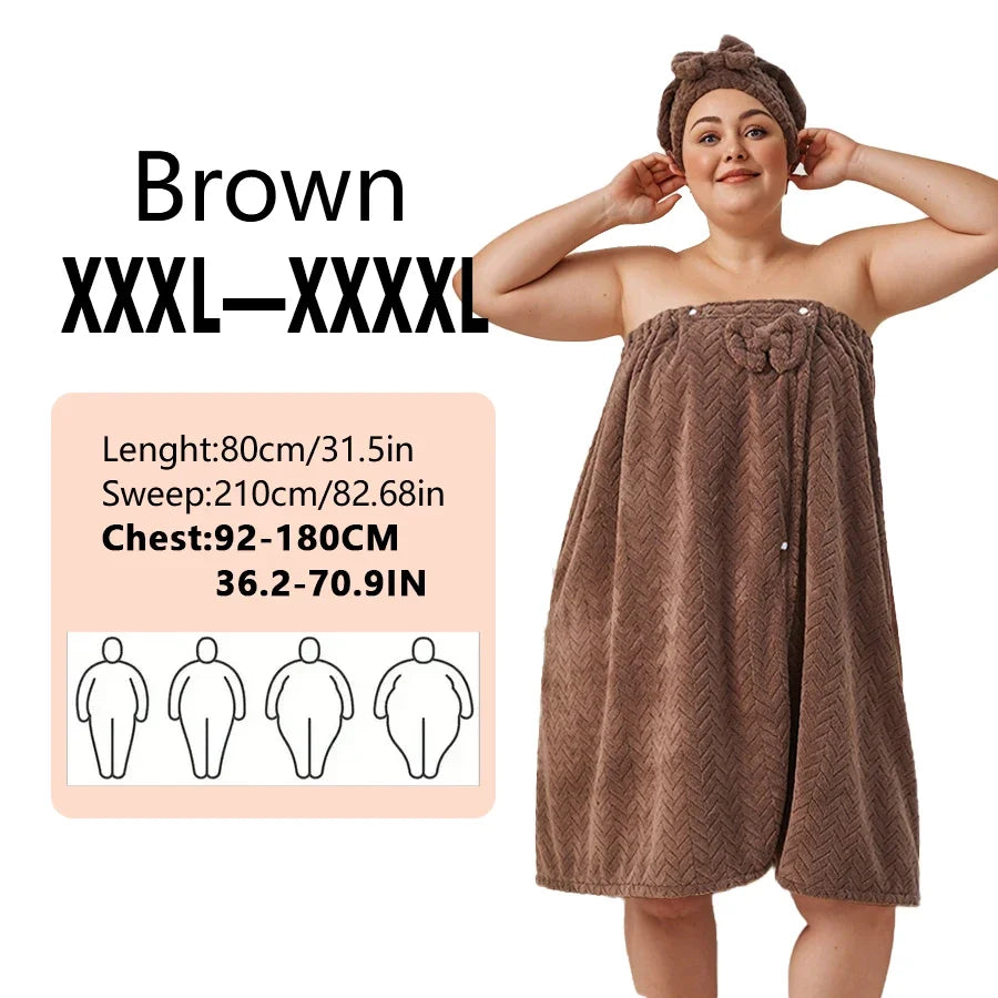 2pcs wearable Bath Towel Set, Including 1 Dry Hair Cap and 1 Bath Skirt, Soft and Absorbent, A Great Match for The Bathroom