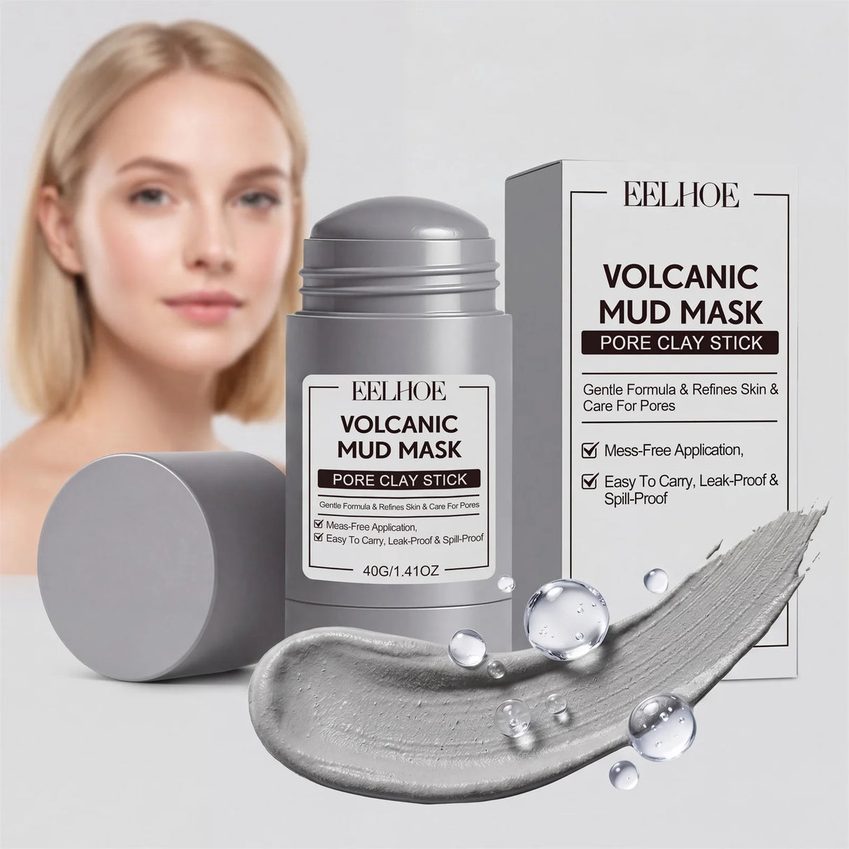 Alaska Volcano & Green Tea Deep Pore Cleansing Mask Stick Blackhead Remover&Oil Control Exfoliating Clay Mask for All Skin Types