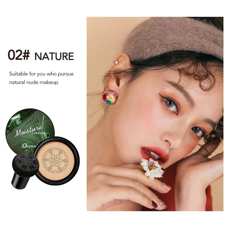 Ocheal BB Cream Air Cushion Compact Make Up Foundation Concealer Cream for Face Cosmetics Makeup Mushroom Head Puff