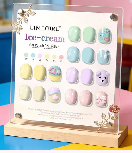 LIMEGIRL 6pcs/set Gel Nail Polish Ice Cream Color Vernis Semi-Permanent UV Gel Nail Art Varn Nail Polish Gel kit
