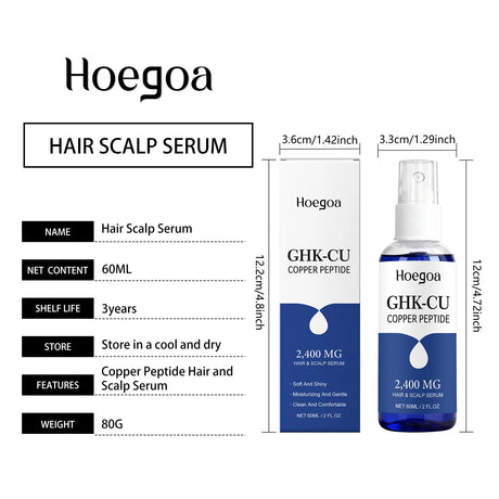 60ml GHK Cu Copper Peptide Hair Serum Spray Hair Deep Nourishment Fast Absorbing Moisturizing Strengthen Roots Non Greasy