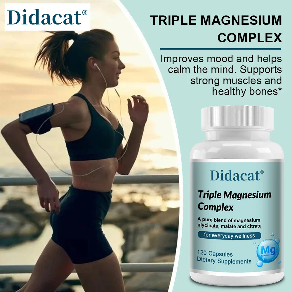 Triple Magnesium Complex Capsules, Supports Bone Strength, Muscle Relaxation, Cardiovascular Wellness and Night Sleep Quality