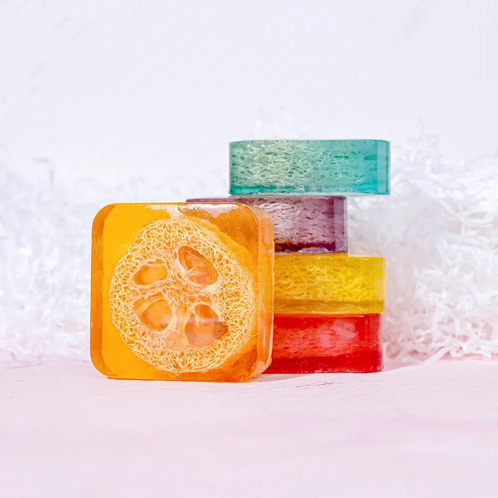 100g Lemon Oil And Loofah Soap Natural Organic Handmade Soap Facial Cleansing Whitening Acne Essential Oil Soap