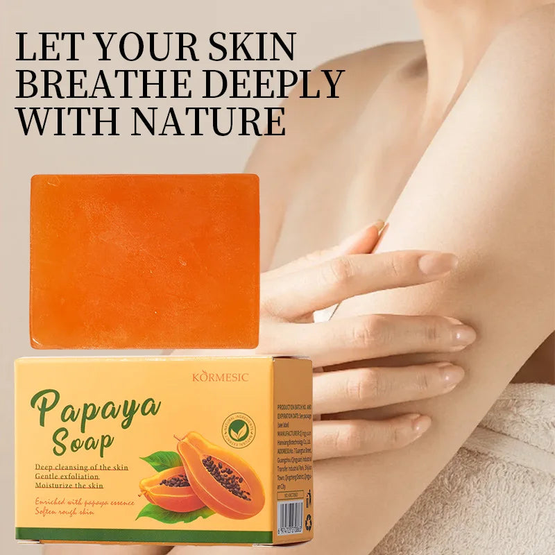 100g KORMESIC Hand Made Papaya Soap Shower Facial Soaps for cleansing anti-acne whitening brightening removing acne