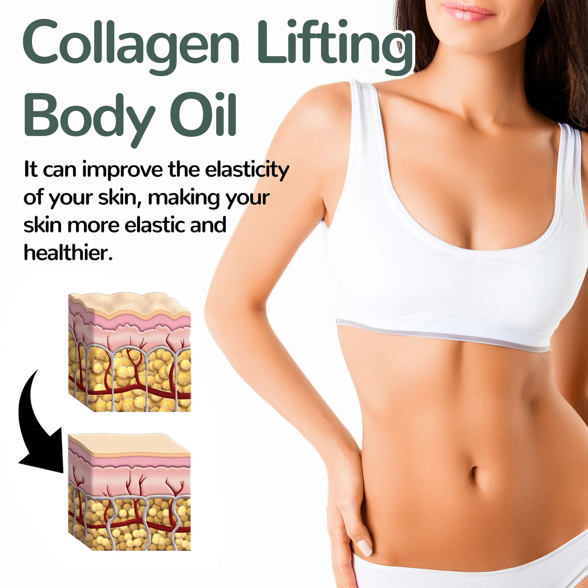 Collagen Firming Body Oil Deep Hydration Moisturizing Firming Arm Belly & Excess Fat Whole Body Skin Massage Essential Oil 100ml
