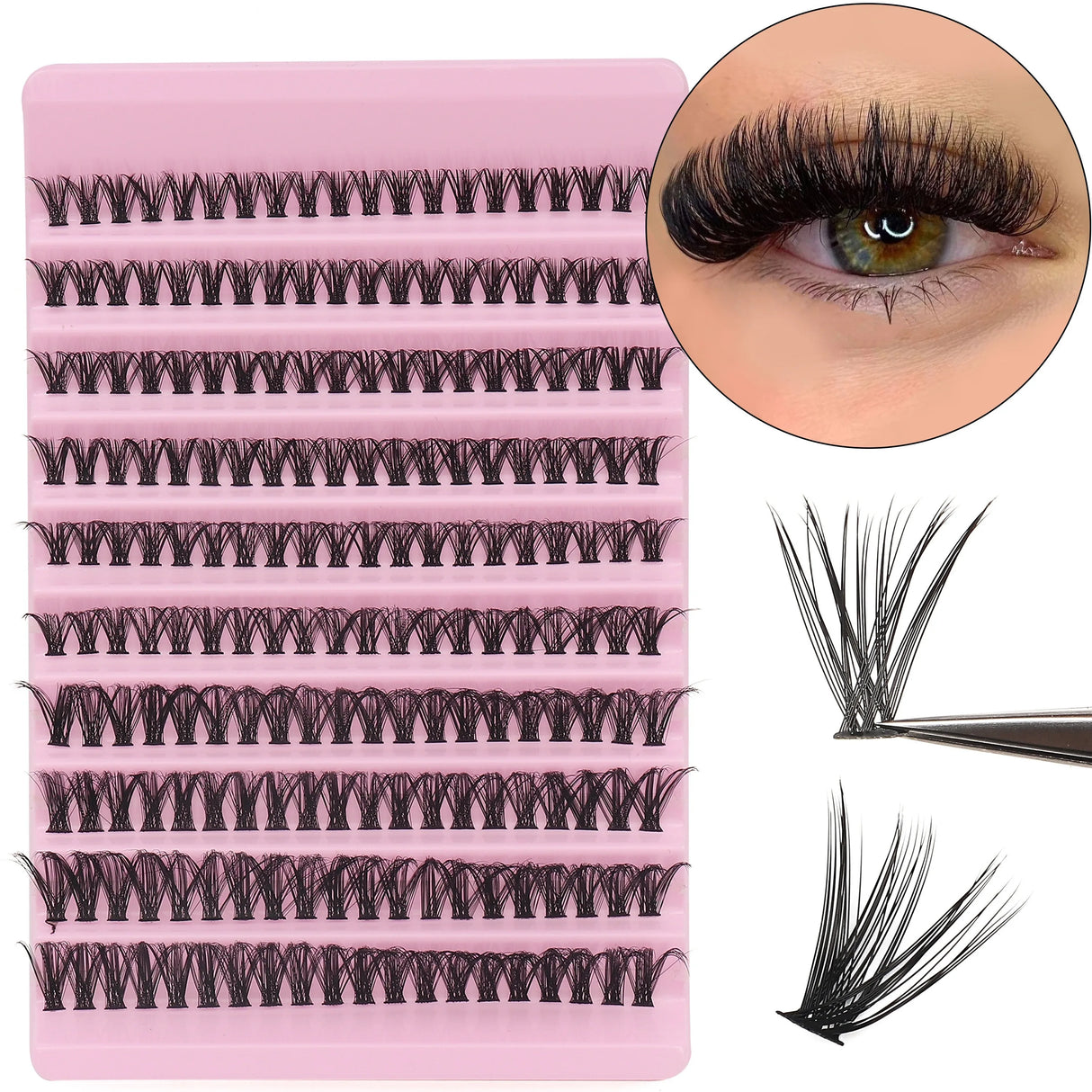 40D Thickness, Mixed Length 8-16mm, D Curl Natural & Anime Look, Reusable Individual Lash Clusters, Lightweight 3D Mink Effect.