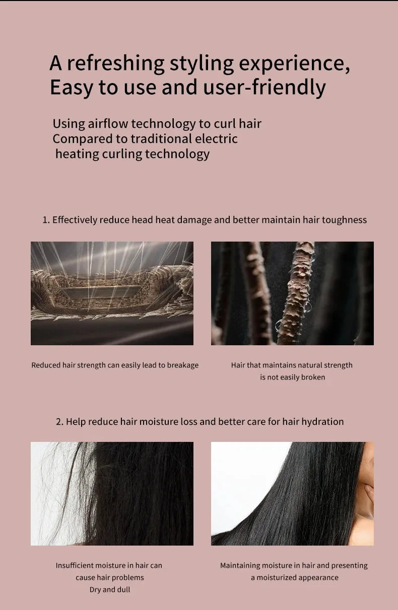 TINSOL 7 in 1 Multi-Function Hair Dryer & Styling Tool Automatic Curling Set 1300W Straightener Professional Salon Hair Dryer