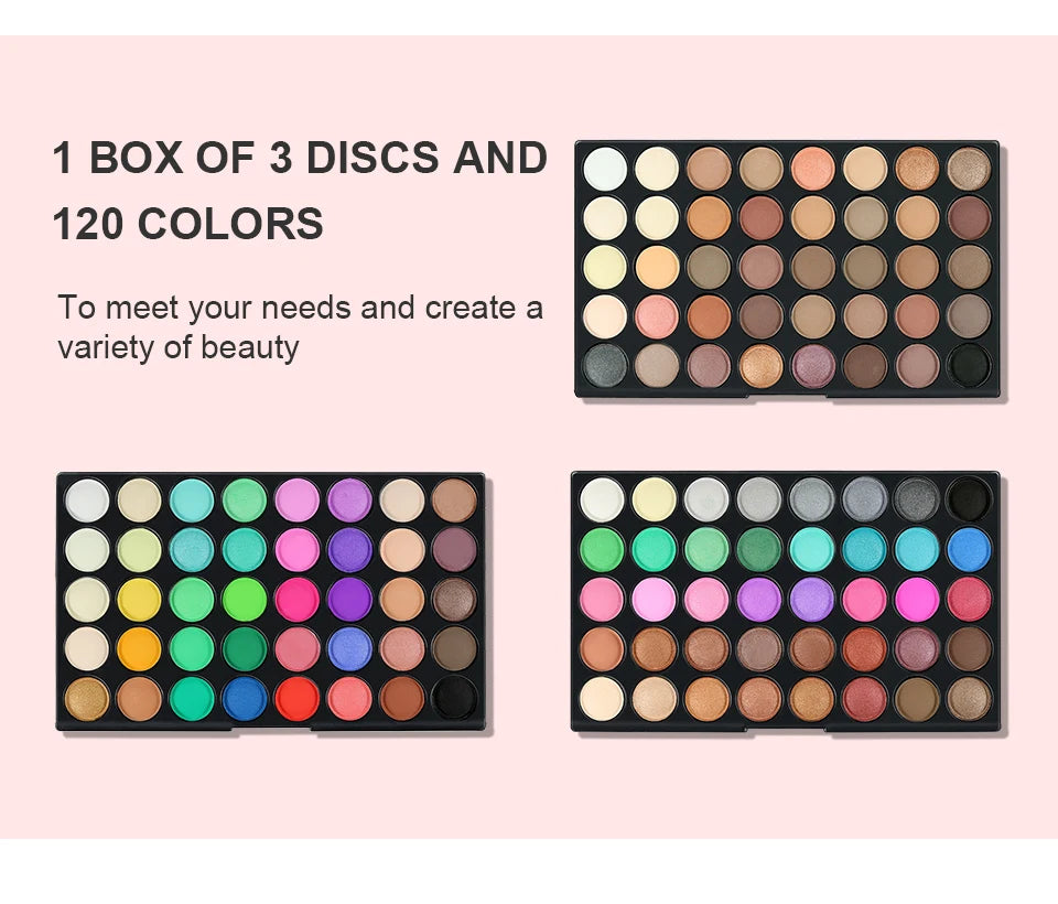 POPFEEL 120-Color 3-in-1 Eyeshadow Palette - Professional Multi-Color Eyeshadow Collection with Matte and Shimmer Shades.