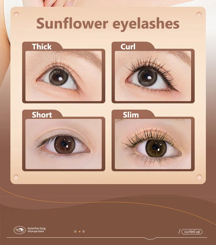 GECOMO Butterfly Flying Volume Mascara Curl Long-lasting Makeup Thin Brush Eyelash Primer Shape