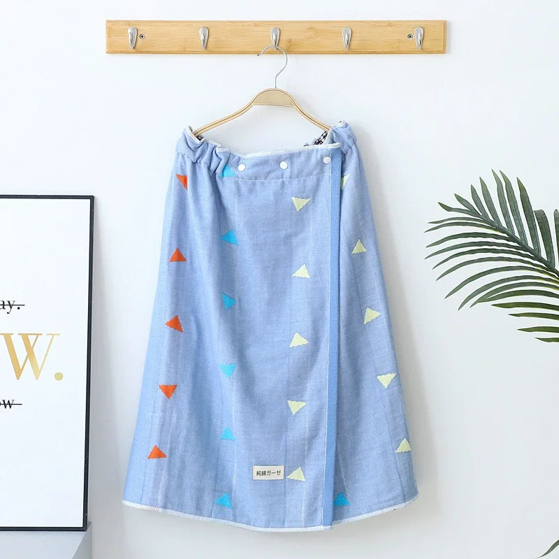 Wearable Cotton Bath Towel for Men and Women, Bath Skirt Wrap with Button, Shower Sauna, Spa Body Robe, Beach Towel, 140x70cm