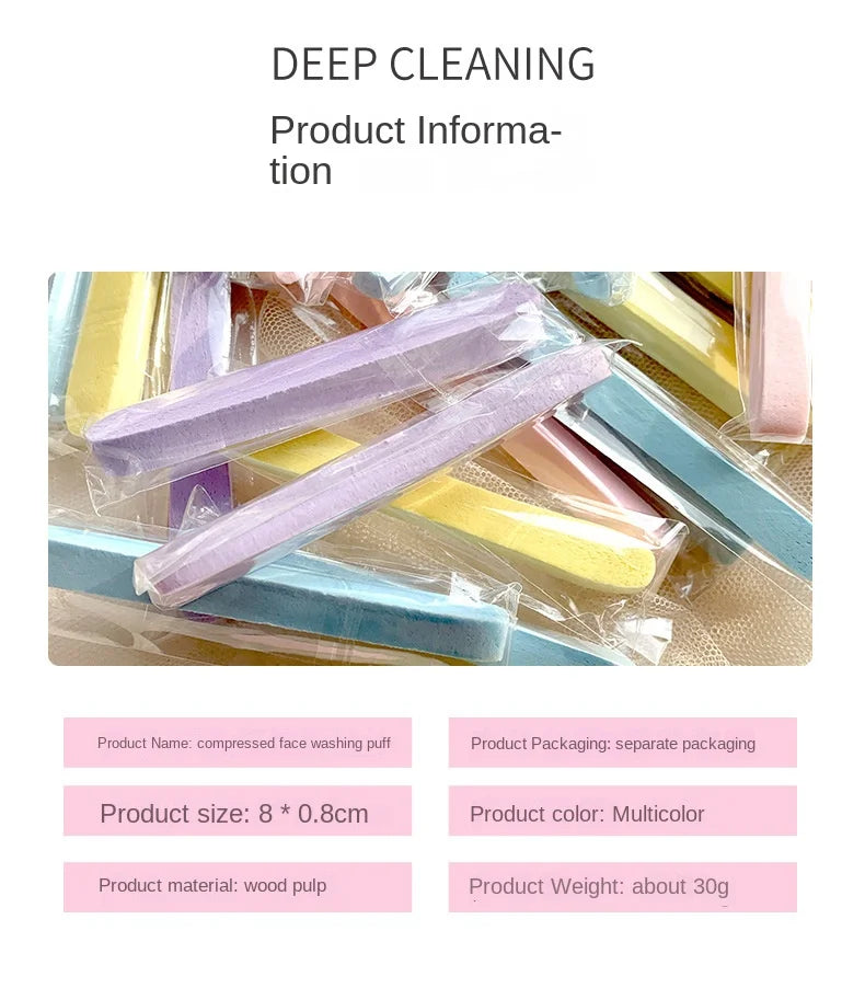 10/50pc Compressed Face Wash Wash Face Sponge Clean Face Disposable Powder Puff Face Cleansing Cotton Pad Cleansing Beauty Strip