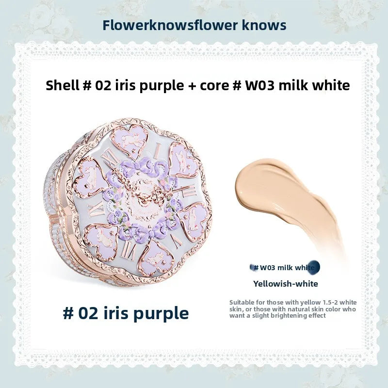 Flower Knows Makeup Base Garden Air Cushion Foundation CC Cream Skin Friendly Concealer Makeup Moisturizing Natural Coverage