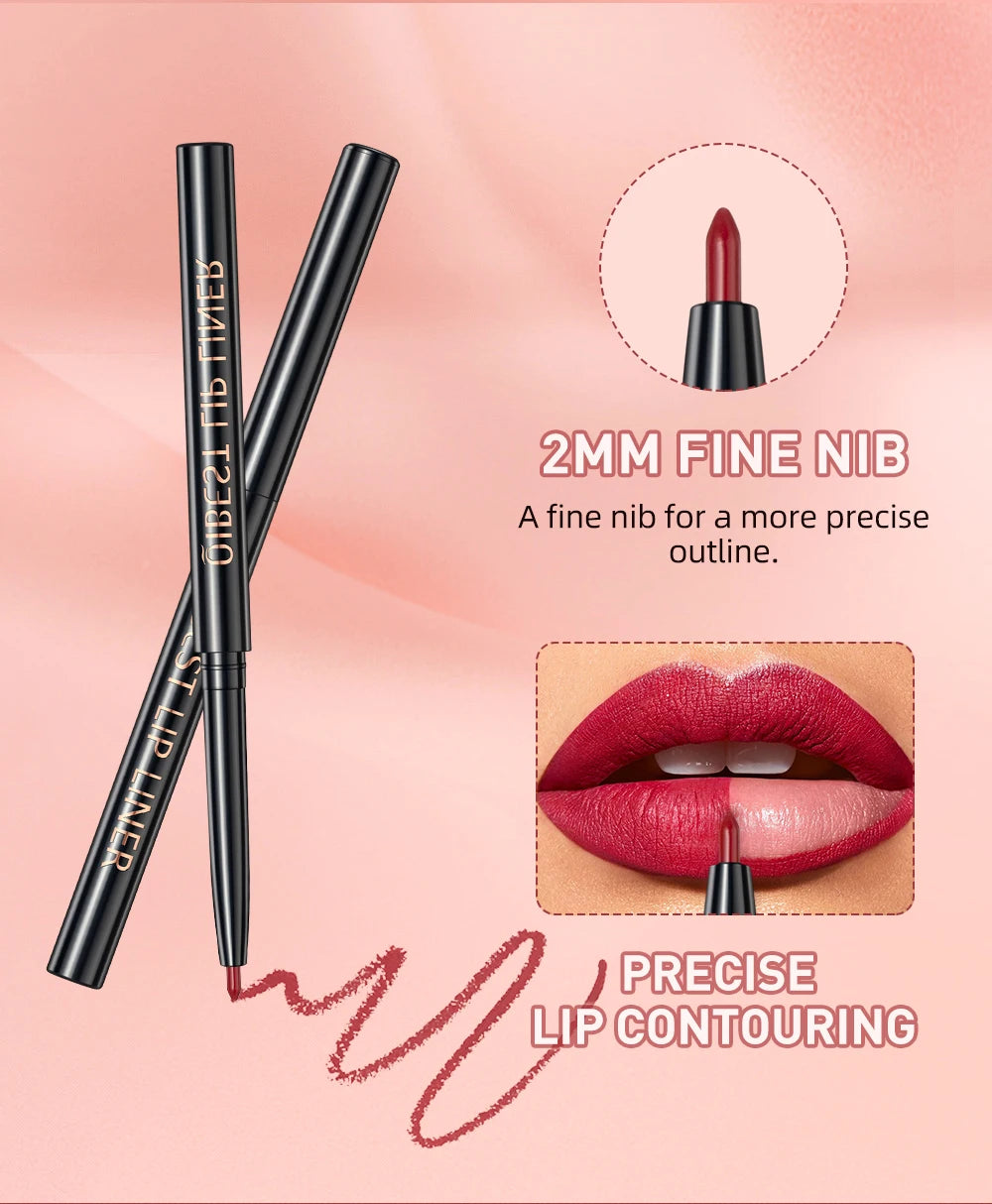 QIBEST 3pcs/set Liquid Lipstick+Lip Liner Lasting Black Brown Purple Red Matte Lip Gloss Nude Lip Stain Tint Makeup Lip Pencil