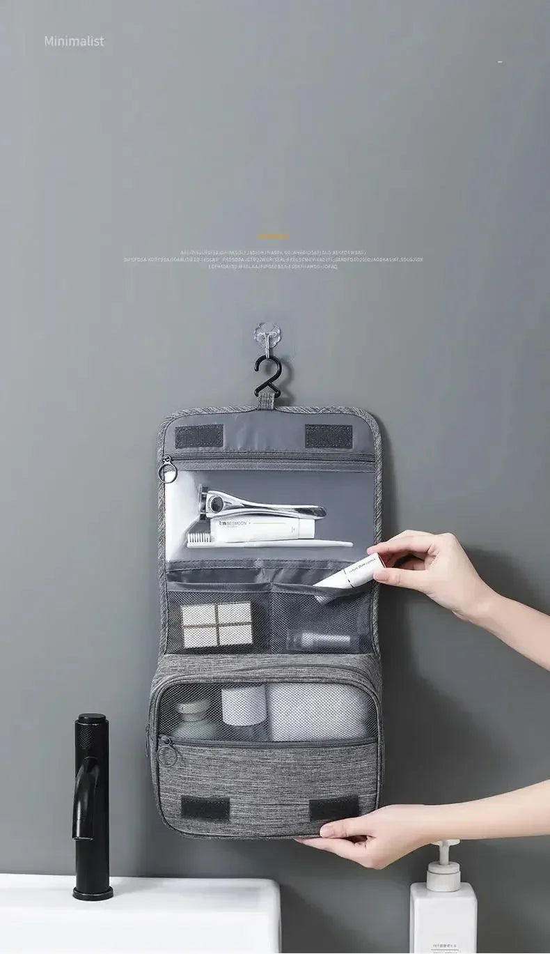 Waterproof Oxford Hanging Travel Toiletry Bag, Portable Cosmetic Makeup Organizer for Men Women