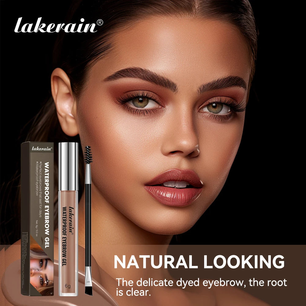 Lakerain Waterproof Eyebrow Gel Long Lasting Highly Pigmented Liquid Eyebrow Makeup Sweatproof Natural Black Brown