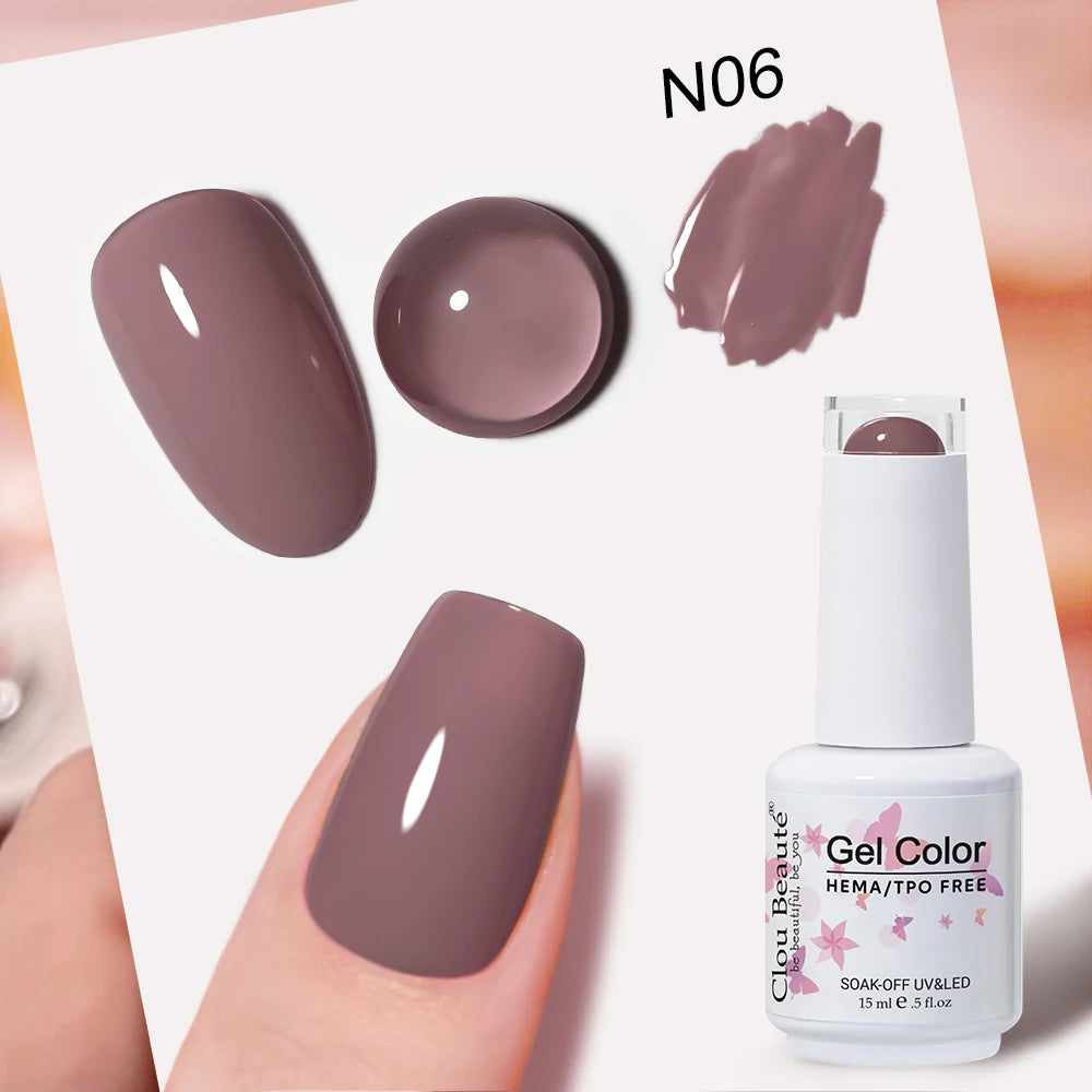 Clou Beaute Grey Color Nail Gel Polish Full Coverage Nail Polish Dark Red Gel Lacquer Varnish Vernis Semi Permanent Nail Art
