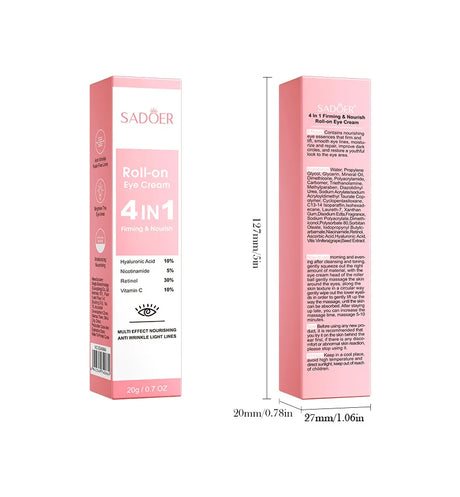 SADOER 4in1 Roll-on Moisturizing Eye Cream Anti Dark Circles Eyes Bags Firming Moisturizing Eye Serum Skin Care for Beauty Eyes