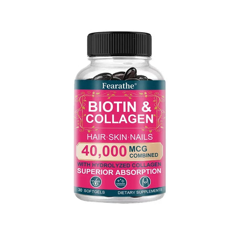 Biotin 40000mcg with Collagen, Support Hair Growth, Strong Nails, Radiant Skin & Anti-Aging, Strong Joints for Men and Women