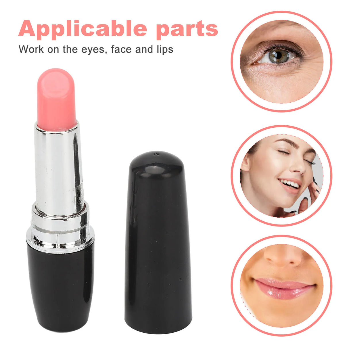 Facial Massager Wand Portable Lipstick Shaped Vibration Eye Massage Skin Lift Tighten for Relieve Dark Circles Puffiness Eye Bag