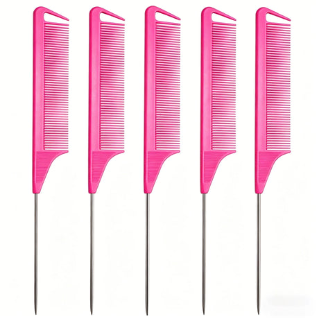 Pro Pointed Tail Salon Hairdressing Hair Styling Anti-static Comb Hair Brush Steel Needle Pin Rat Tail Combs Barber Accessories