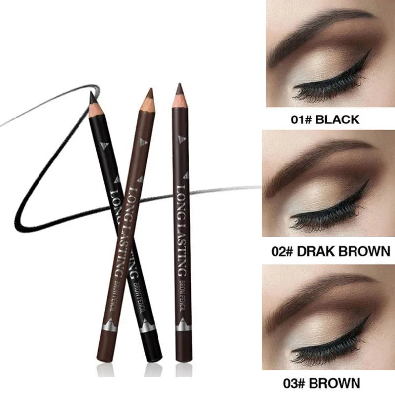 2pcs MENOW 3 Colors Long Lasting Waterproof Eyebrow Pencils Double Use Wooden Pole Eyeliner Permanent Makeup Tattoo Accessories