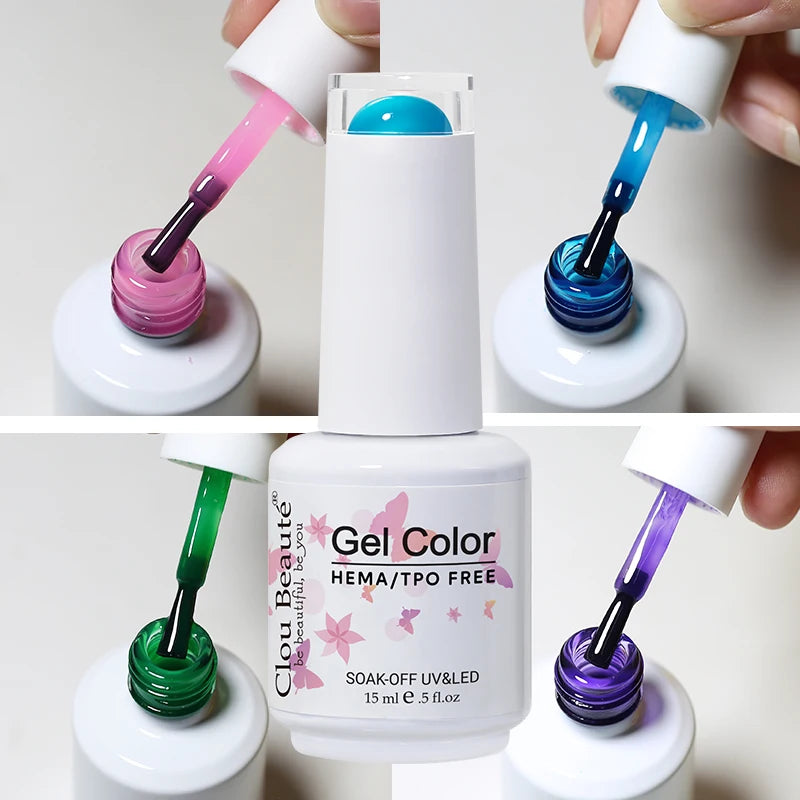 Clou Beaute Translucent Jelly Nude Pink Nail Gel Polish 15ml Vernis Semi Permanent Gel Colorful Varnish Nail Art Manicure Gel