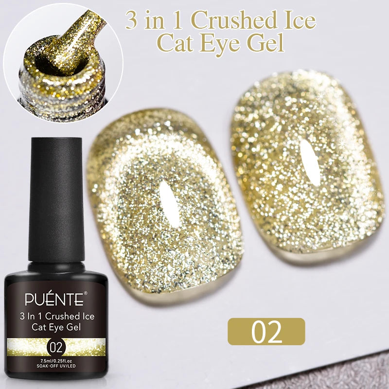 PUENTE 7.5ML Nude Shade Moonlight Cat Magnetic Gel Nail Polish Ultra-Bright Cat Eye Soak Off UV Semi-Permanent Varnish Manicure