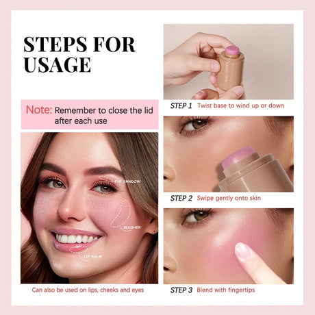 Multi-use Blush Stick Lip Cheek Eyes 3-in-1 Cream Blush Natural Matte Nude Makeup Long Lasting