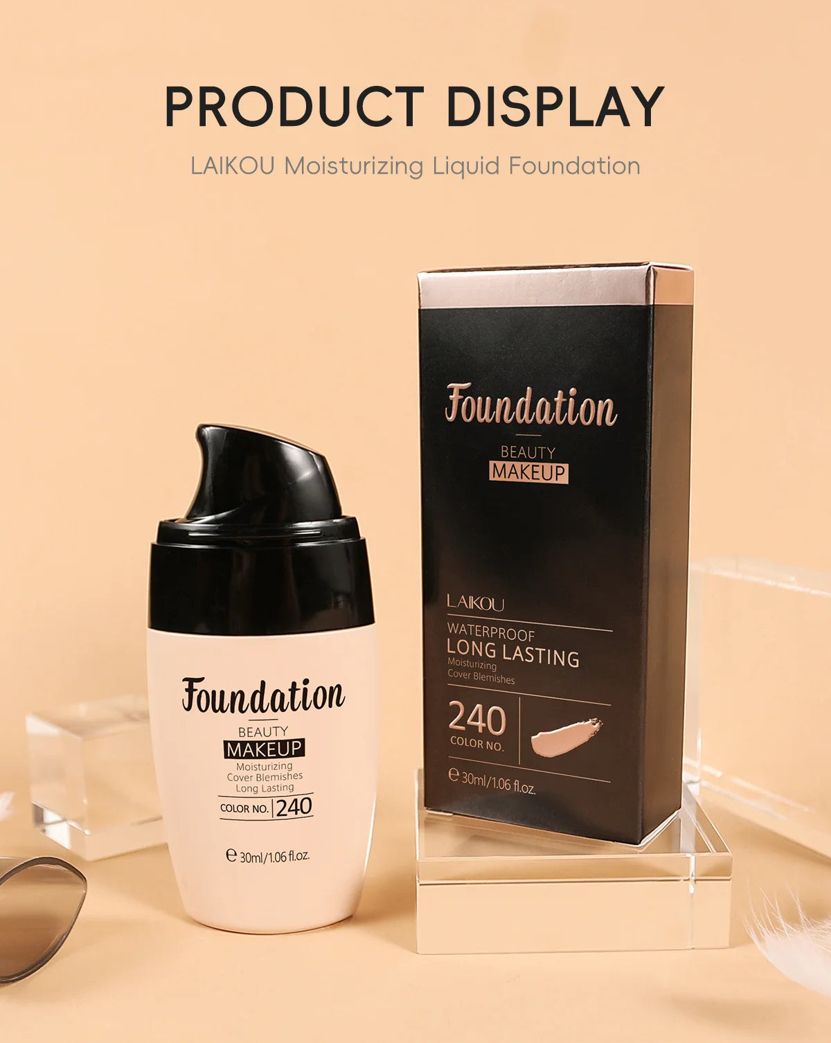 LAIKOU Liquid Foundation 3 Shades Waterproof Hydrating Full Coverage Long Lasting Natural Matte Face Makeup Base 30ml