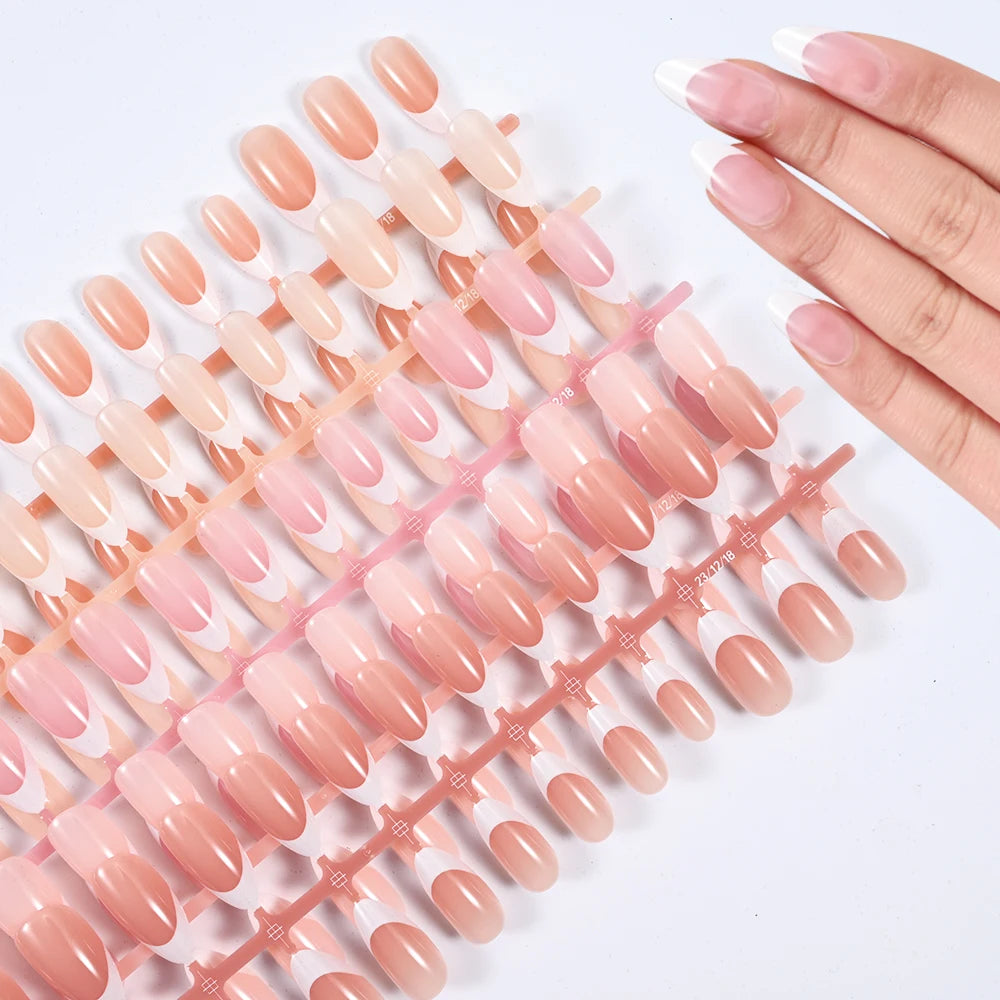 120/150pcs Matte White French Gel Nail Tips Medium Almond Nude Press On Nails 0.75-2.6cm Pink/Nude ABS Soft Gel Nail Flase Tips