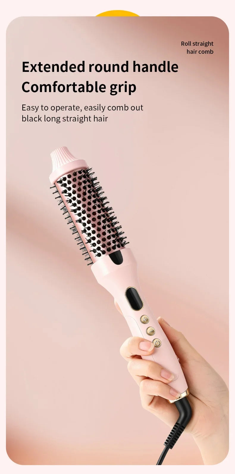 Fluffy Comb Straight Hair Curling and Straightening Dual Purpose Curling Brush PTC Heating Red Light Hair Care Curling Iron