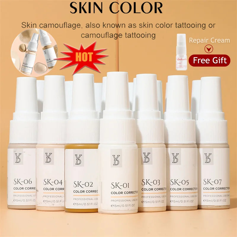 YD Professional 10ML Camouflage Pigment Semi Permanent Makeup Tattoo Ink for Scar Cover Stretch Marks Vitiligo Restore Skin Tone