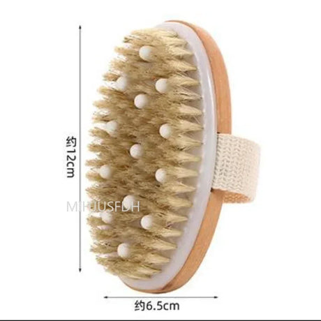 2 In 1 Dry Skin Body Massage Brush Natural Bristle Dead Skin Remover Anti Cellulite Exfoliates Blood Circulation Massage Tools