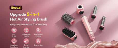 5 in 1 Air Wrap Hair Styler Frizz-Free Auto Wrap Curler, High-Speed Hair Dryer, Straightening & & Blow Dryer Brush for Styling